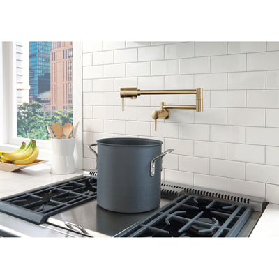 Delta Contemporary Champagne Bronze Finish Contemporary Wall Mount Pot Filler Faucet D1165LFCZ