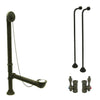 Bronze Clawfoot Tub Hardware Kit Drain, Single Offset Supply lines, Lever Stops