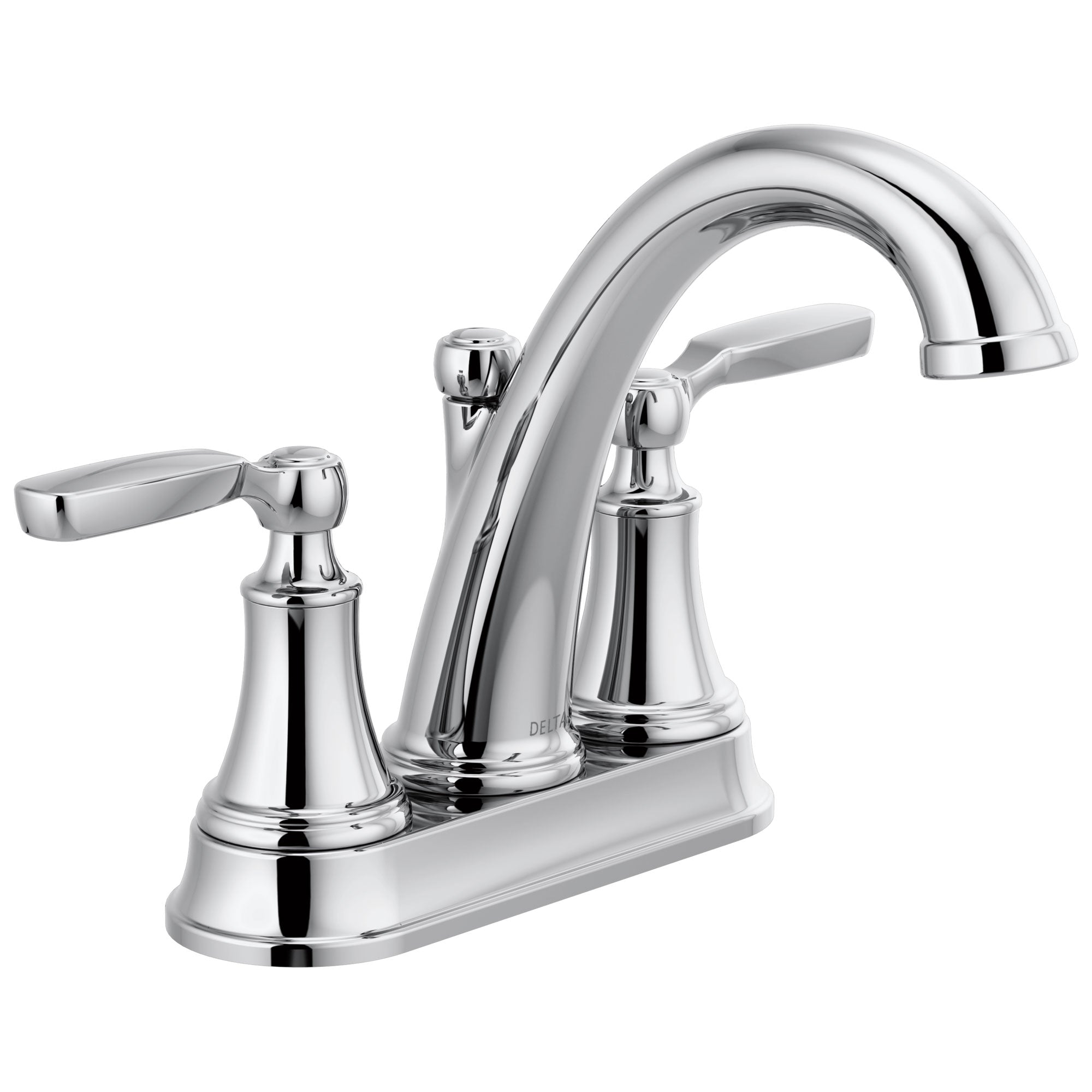 Delta Woodhurst Chrome Finish Lever Handle Centerset Bathroom Sink Faucet with Matching Drain D2532LFMPU