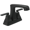 Delta Ashlyn Matte Black Finish Two Lever Handle Centerset Lavatory Sink Faucet with Matching Pop-Up Drain D2564BLMPUDST