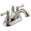 Delta Haywood Collection Stainless Steel Finish Two Lever Handle Centerset Bathroom Sink Faucet 722478