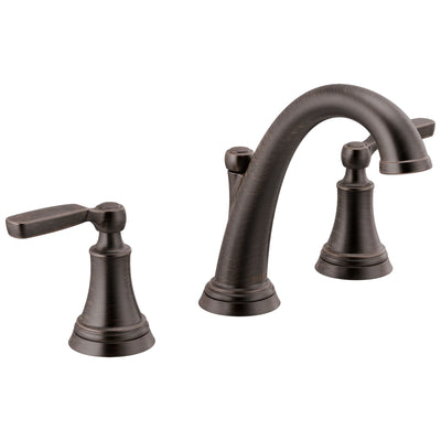 Delta Woodhurst Venetian Bronze Finish Bathroom Sink Faucet Includes Matching Drain and Lever Handles D3532LFRBMPU