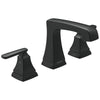 Delta Ashlyn Matte Black Finish Two Handle Widespread Lavatory Faucet with Matching Metal Pop-Up D3564BLMPUDST