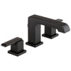 Delta Ara Collection Matte Black Finish Two Handle Modern Widespread Bathroom Sink Lavy Faucet with Metal Pop-up Drain D3567BLMPUDST