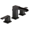 Delta Ara Collection Matte Black Finish Two Handle Channel Spout Widespread Bathroom Lavy Sink Faucet with Metal Pop-Up Drain D3568LFBLMPU