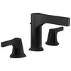 Delta Zura Matte Black Finish Two Handle Widespread Bathroom Faucet with Drain D3574BLMPUDST