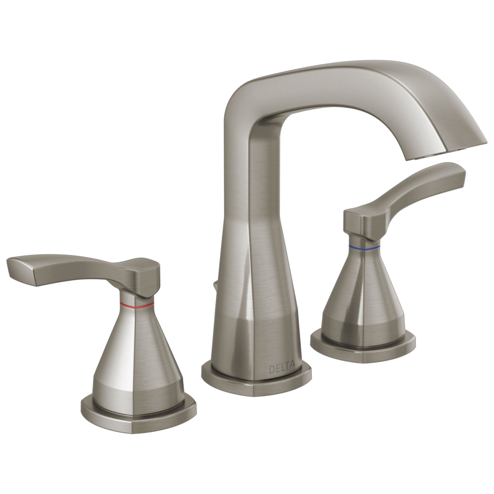 Delta Stryke Stainless Steel Finish Widespread Bathroom Sink Faucet with Matching Drain and Lever Handles D35776SSMPUDST