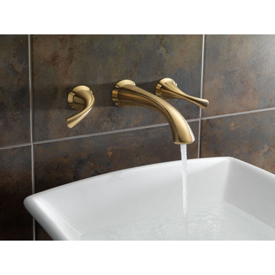 Delta Addison Collection Champagne Bronze Contemporary Two Handle Wall Mount Bathroom Lavatory Sink Faucet Trim Kit (Requires Valve) DT3592LFCZWL