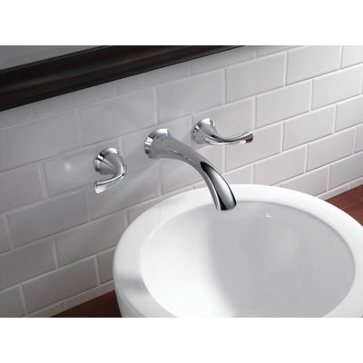 Delta Addison Collection Chrome Finish Contemporary Two Handle Wall Mount Bathroom Lavatory Sink Faucet Trim Kit (Requires Rough-in Valve) DT3592LFWL