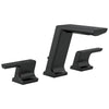 Delta Pivotal Matte Black Finish Modern Two Handle Widespread Bathroom Faucet with Matching Finish Drain D3599LFBLMPU