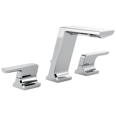 Delta Pivotal Chrome Finish Modern Two Handle Widespread Bathroom Faucet with Matching Finish Drain D3599LFMPU