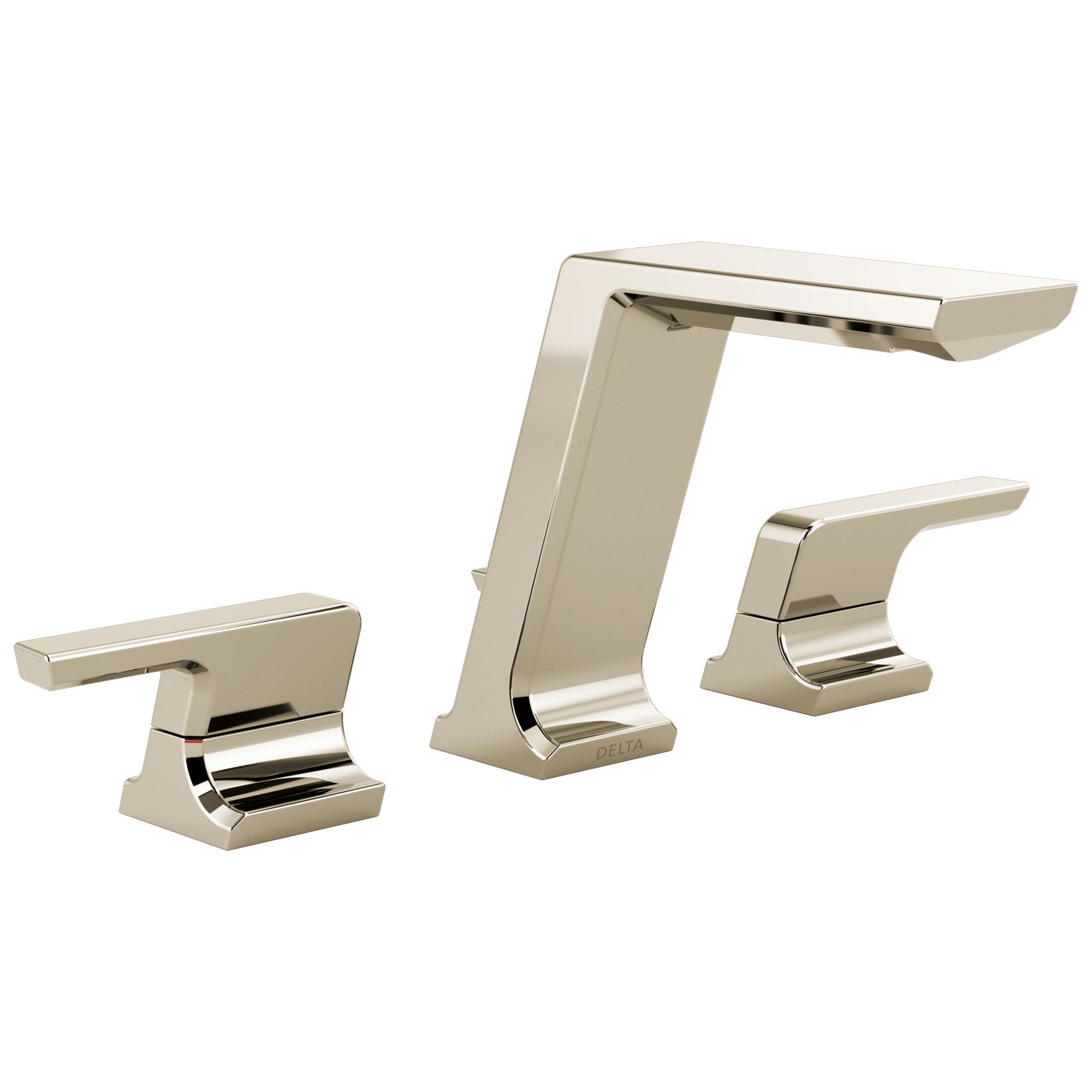 Delta Pivotal Polished Nickel Finish Modern Two Handle Widespread Bathroom Faucet with Matching Finish Drain D3599LFPNMPU