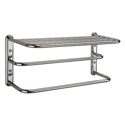 Gatco 1541 Hotel Style Chrome Finish Double Towel Rack Bar with Bathroom Shelf