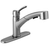 Delta Collins Collection Arctic Stainless Steel Finish Modern Single Lever Handle Pull-Out Kitchen Sink Faucet D4140ARDST