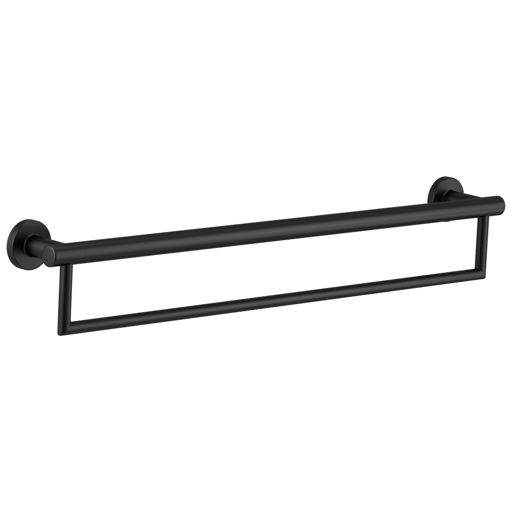 Delta Bath Safety Matte Black Finish Delta 24" Contemporary Double Towel Bar with Assist Grab Bar D41519BL