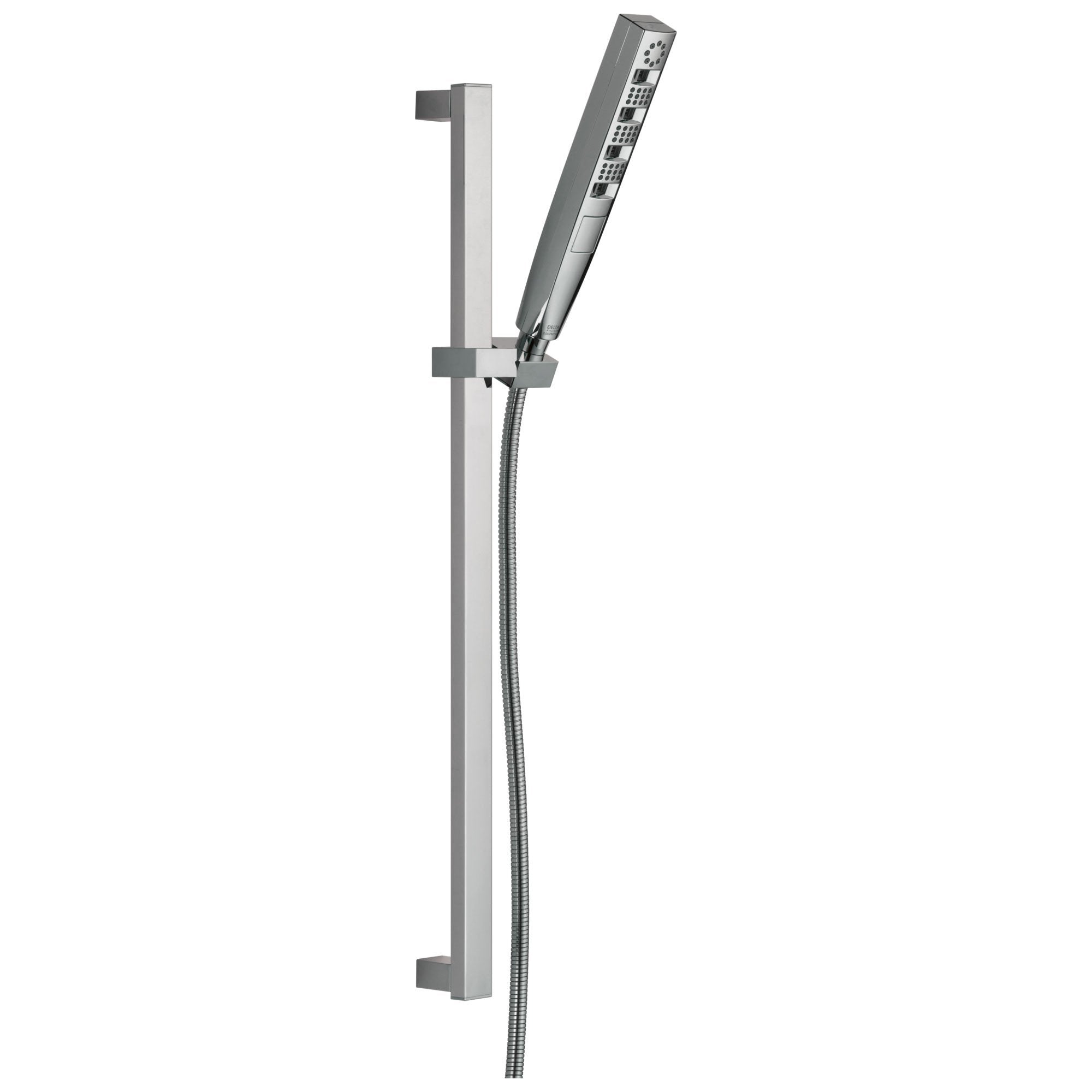 Delta Universal Showering Components Collection Chrome Finish Zura Modern Multi-Function Hand Shower with Wall Slide Bar and Hose 743911