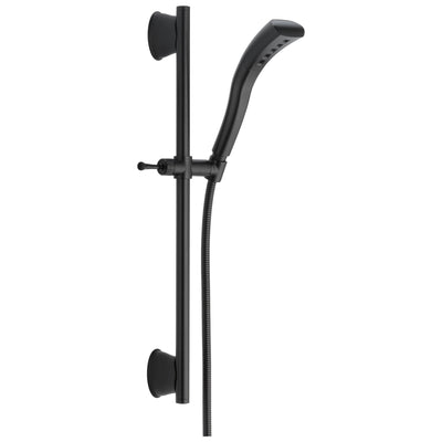 Delta Matte Black Finish Single-Setting H2Okinetic Slide Bar Hand Shower with Hose D51579BL