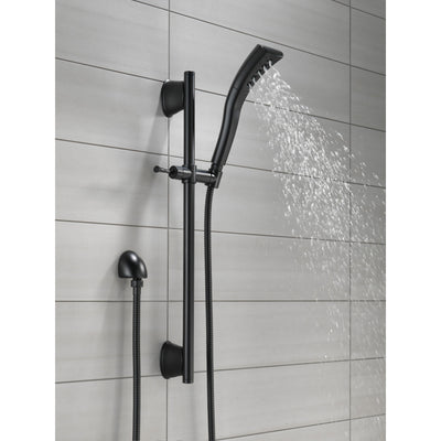 Delta Matte Black Finish Single-Setting H2Okinetic Slide Bar Hand Shower with Hose D51579BL