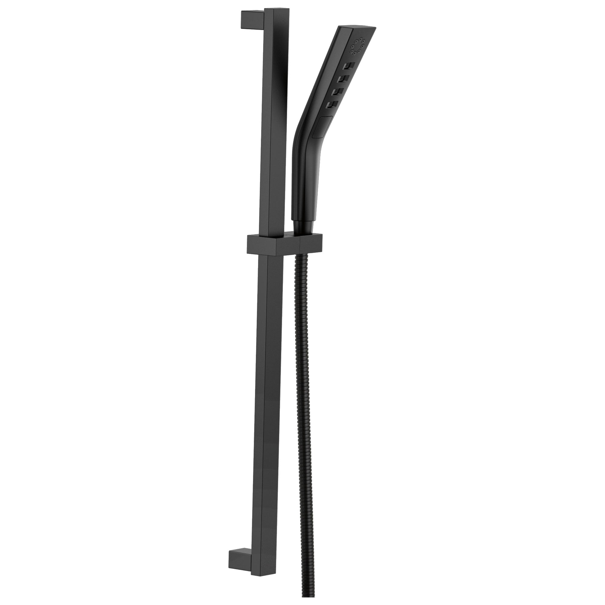 Delta Matte Black Finish H2Okinetic Modern 3-Setting Slide Bar Hand Shower with Hose D51799BL