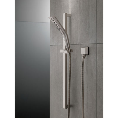 Delta Stainless Steel Finish H2Okinetic Modern 3-Setting Slide Bar Hand Shower with Hose D51799SS