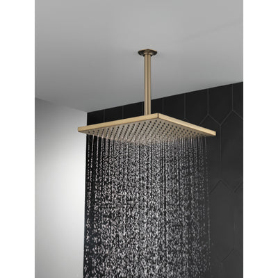 Delta Champagne Bronze Finish 11-3/4" Large Square 2.5 GPM Single-Setting Modern Metal Raincan Shower Head D52159CZ25