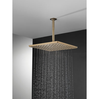 Delta Champagne Bronze Finish 11-3/4" Large Square 1.75 GPM Single-Setting Modern Metal Raincan Shower Head D52159CZ