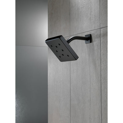 Delta Matte Black Finish H2Okinetic Single-Setting Metal Square Raincan Shower Head D52171BL