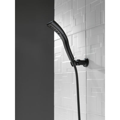 Delta Matte Black Finish Single-Setting H2Okinetic Wall Mount Hand Shower with Hose D55421BL