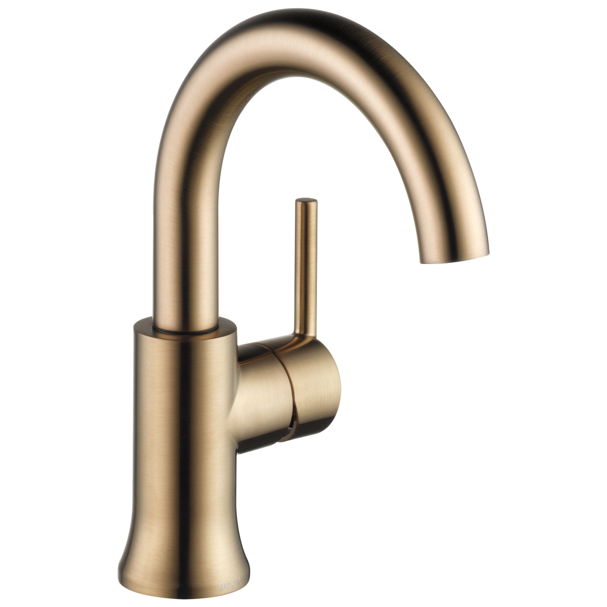 Delta Trinsic Collection Champagne Bronze Finish Single Handle Modern High-Arc Spout Lavatory Bathroom Sink Faucet with Metal Pop-up Drain D559HACZDST