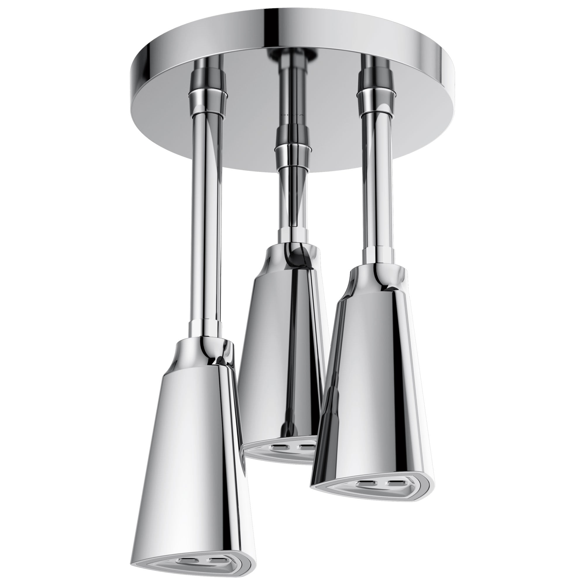 Delta Chrome Finish 2.5 GPM H2Okinetic Pendant Triple Ceiling Mount Raincan Shower Head with Water-Powered LED Light D5714025L