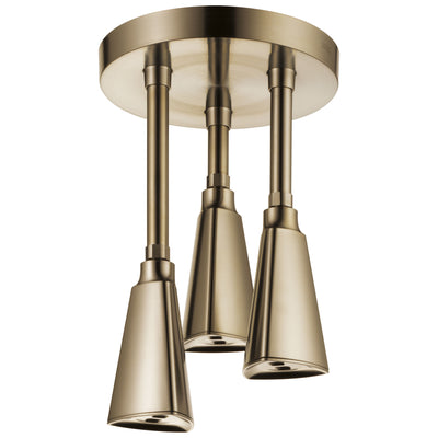 Delta Champagne Bronze Finish 2.5 GPM Zura H2OKinetic Pendant Triple Ceiling Mount Raincan Shower Head D57140CZ25