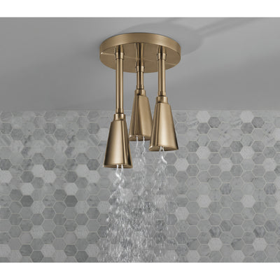 Delta Champagne Bronze Finish 2.5 GPM Zura H2OKinetic Pendant Triple Ceiling Mount Raincan Shower Head D57140CZ25