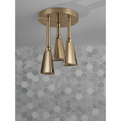 Delta Champagne Bronze Finish 2.5 GPM Zura H2OKinetic Pendant Triple Ceiling Mount Raincan Shower Head D57140CZ25