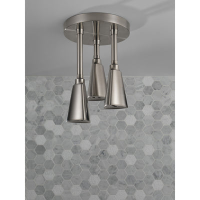 Delta Stainless Steel Finish 2.5 GPM Zura H2OKinetic Pendant Triple Ceiling Mount Raincan Shower Head D57140SS25