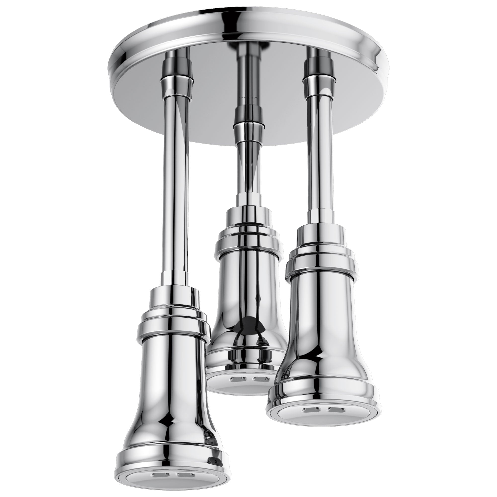 Delta Chrome Finish 2.5 GPM H2Okinetic Pendant Triple Ceiling Mount Raincan Shower Head with Water-Powered LED Light D5719025L