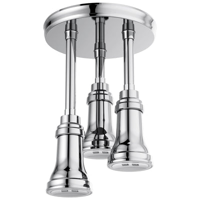 Delta Chrome Finish 2.5 GPM H2Okinetic Pendant Triple Ceiling Mount Raincan Shower Head with Water-Powered LED Light D5719025L