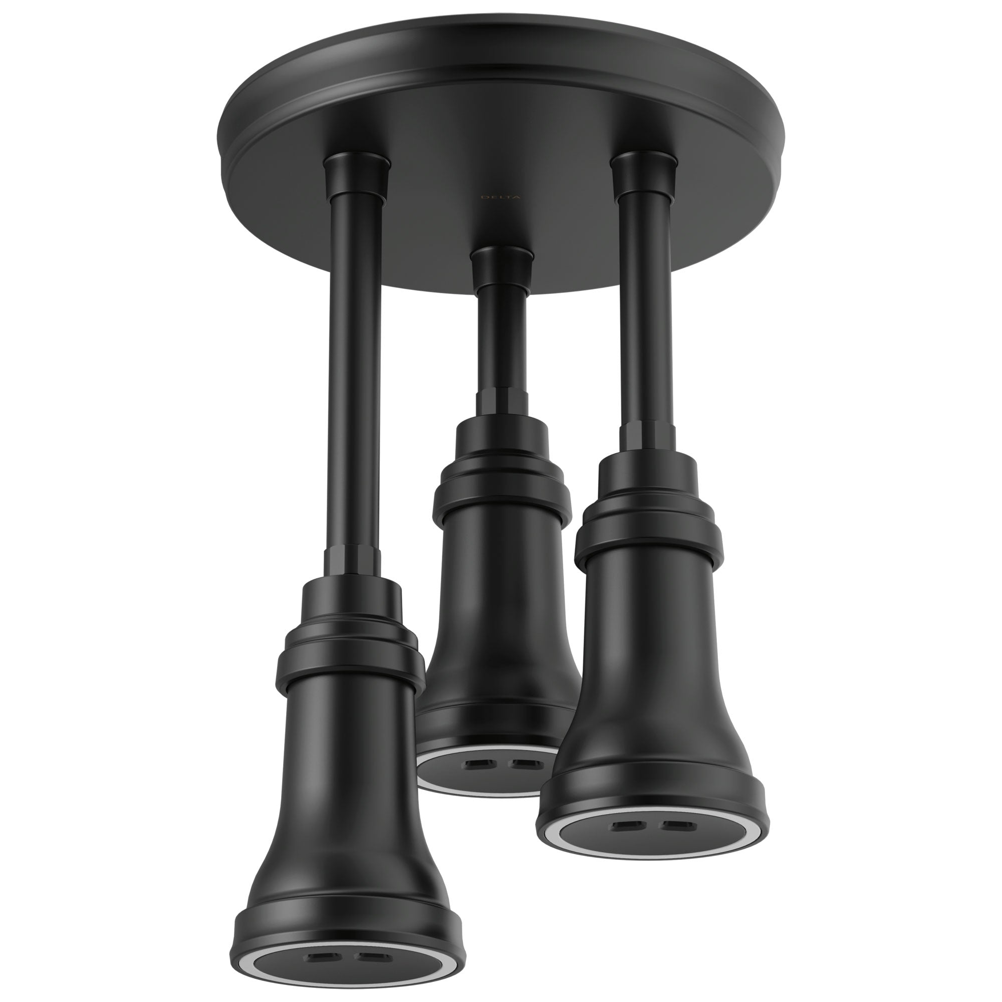 Delta Matte Black Finish 2.5 GPM Pendant Triple Ceiling Mount Raincan Single-Setting H2Okinetic Water-Powered LED Light D57190BL25L