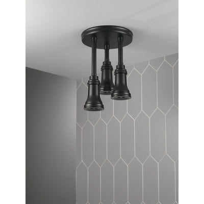 Delta Matte Black Finish 2.5 GPM Pendant Triple Ceiling Mount Raincan Single-Setting H2Okinetic Water-Powered LED Light D57190BL25L