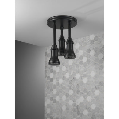 Delta Matte Black Finish 2.5 GPM Pendant Triple Ceiling Mount Raincan Single-Setting H2Okinetic D57190BL25