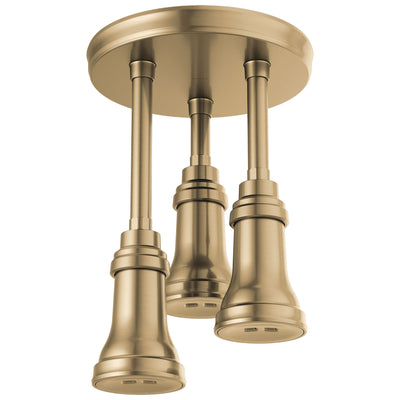 Delta Champagne Bronze Finish 1.75 GPM H2Okinetic Pendant Triple Ceiling Mount Raincan Shower Head D57190CZ