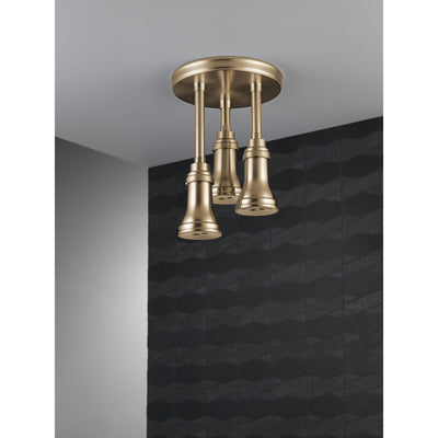 Delta Champagne Bronze Finish 2.5 GPM H2Okinetic Pendant Triple Ceiling Mount Raincan Shower Head D57190CZ25