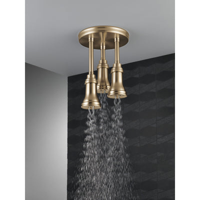 Delta Champagne Bronze Finish 1.75 GPM H2Okinetic Pendant Triple Ceiling Mount Raincan Shower Head D57190CZ