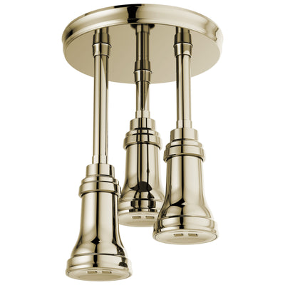 Delta Polished Nickel Finish 1.75 GPM H2Okinetic Pendant Triple Ceiling Mount Raincan Shower Head D57190PN