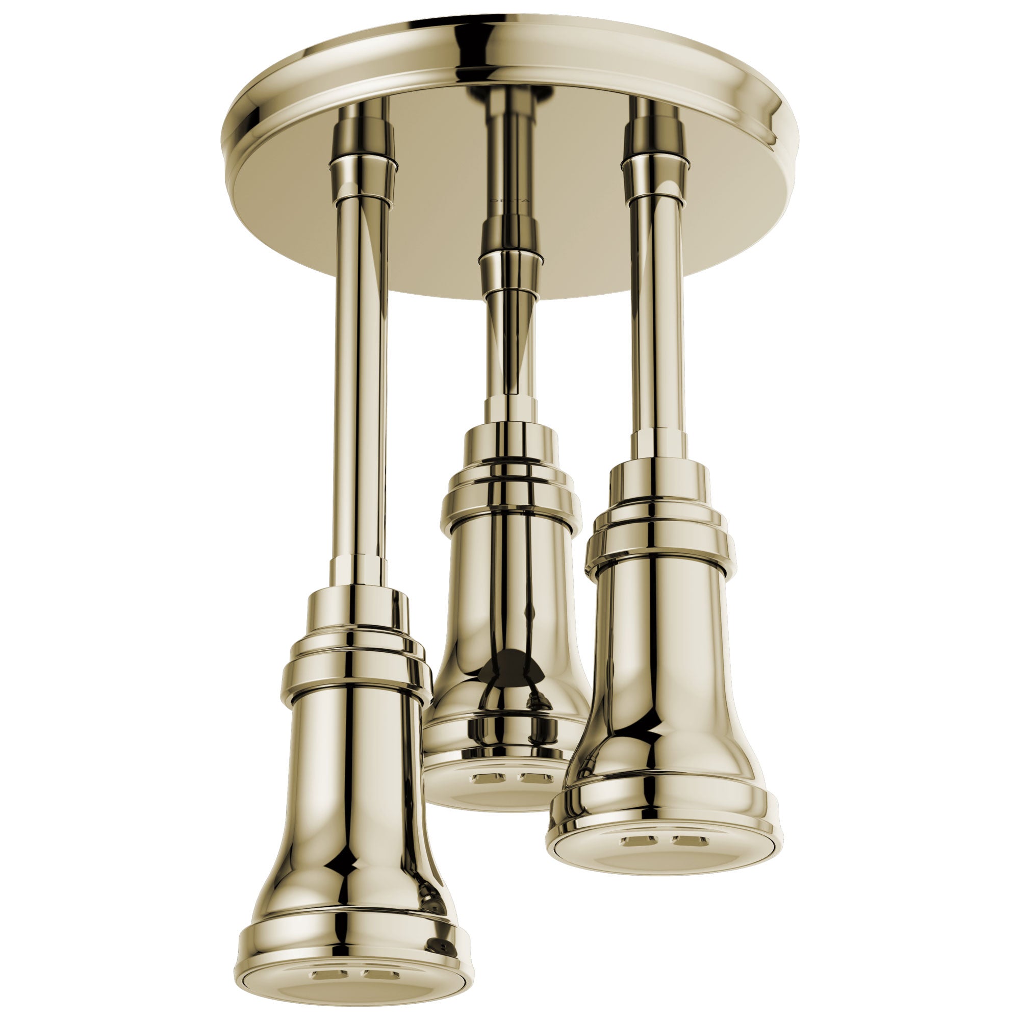 Delta Polished Nickel Finish 2.5 GPM H2Okinetic Pendant Triple Ceiling Mount Raincan Shower Head D57190PN25