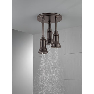 Delta Venetian Bronze Finish 1.75 GPM H2Okinetic Pendant Triple Ceiling Mount Raincan Shower Head D57190RB