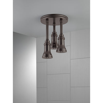 Delta Venetian Bronze Finish 1.75 GPM H2Okinetic Pendant Triple Ceiling Mount Raincan Shower Head D57190RB