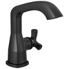 Delta Stryke Matte Black Finish Single Hole Bathroom Sink Faucet Includes Helo Cross Handle and Matching Drain D3604V