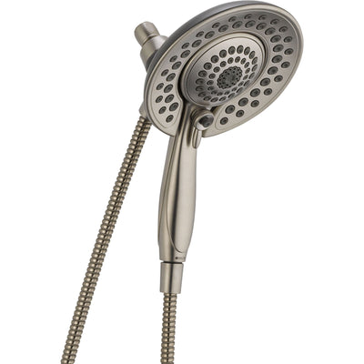 Delta Stainless Steel Finish Lahara Shower Control with Valve, Shower Arm, Shower Flange, and In2ition 5-Setting Two-in-One Handshower Package D083CR