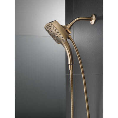 Delta Champagne Bronze Finish H2Okinetic In2ition 5-Setting Modern Two-in-One Showerhead Hand Shower Combo D58474CZ