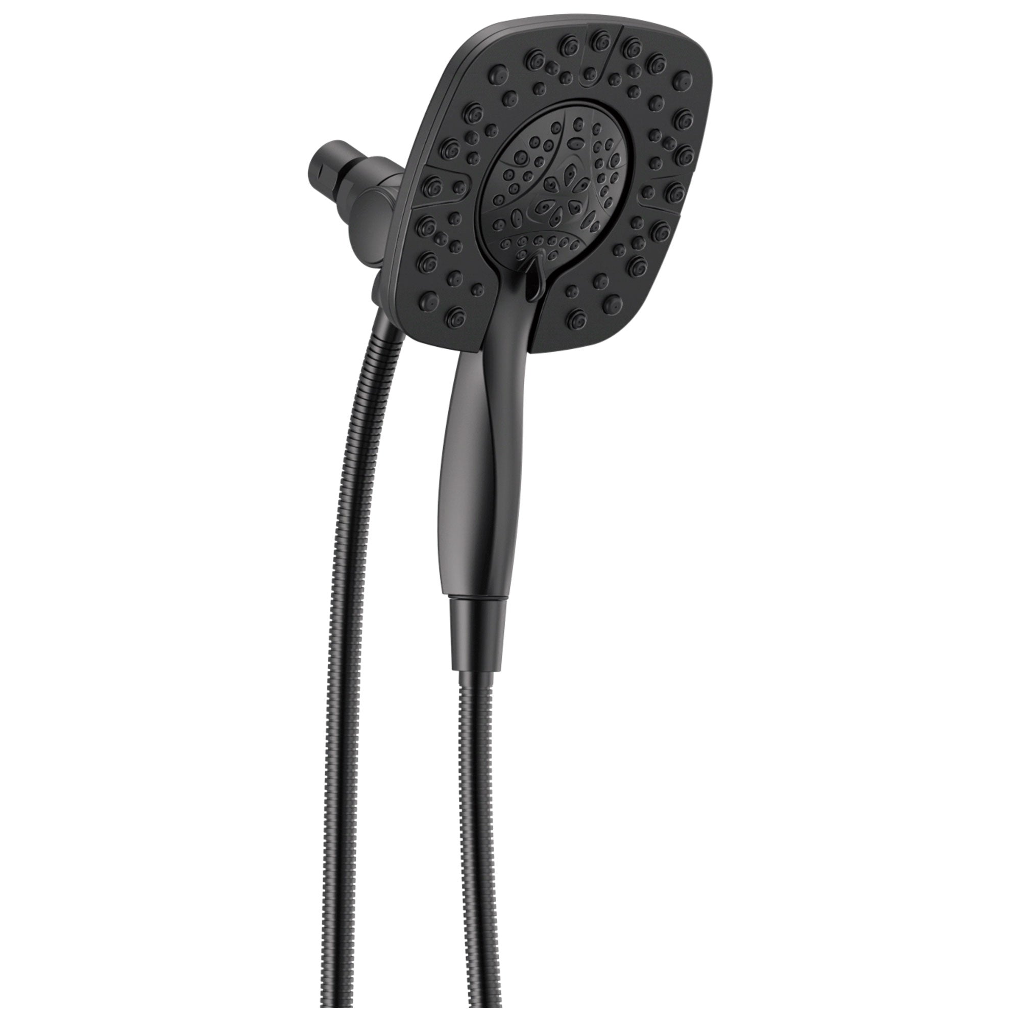 Delta Matte Black Finish In2ition HSSH 1.75 GPM 4-Setting Dual Hand Shower and Square Showerhead Spray D58498BL